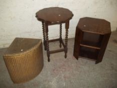 THREE ITEMS TO INCLUDE 2 OAK COFFEE TABLES AND A LINEN BASKET