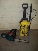 A KARCHER PREESURE WASHER AND A MAKITA CHAINSAW