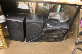 A SONY STACKING SYSTEM WITH A PAIR OF SONY SPEAKERS