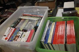 TWO TRAYS OF MILITARY TYPE BOOKS