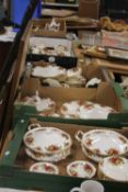 FIVE TRAYS OF ROYAL ALBERT , OLD COUNTRY ROSES TEA/DINNER WARE