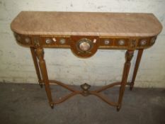 A MARBLE TOP HALL TABLE