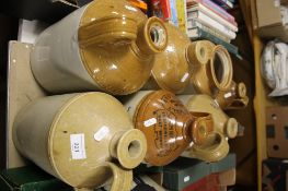 EIGHT STONEWARE JARS TO INCLUDE EXAMPLES FROM WALSALL WOLVERHAMPTON ETC