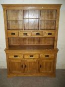 A MODERN SOLID OAK WALL CUPBOARD WELSH DRESSER