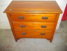 AN ANTIQUE SATIN WOOD CHEST OF 3 DRAWERS