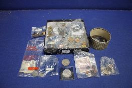 A BOX OF BRITISH AND WORLD COINS