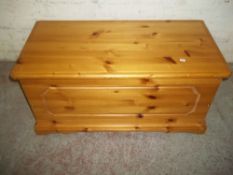 A MODERN PINE OTTOMAN BLANKET CHEST