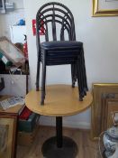 A ROUND CAFE TABLE AND 4 CHAIRS