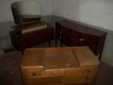 3 ITEMS TO INCLUDE A RETRO DRESSING TABLE AN OAK DRESSING TABLE AND A REPRODUCTION SIDEBOARD