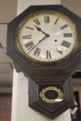AN ANTIQUE DROP DIAL WALLCLOCK