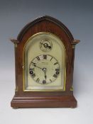 A WINTERHALDER & HOFMEIER MAHOGANY CASED WESTMINSTER CHIMES MANTLE CLOCK, retailed by Morath