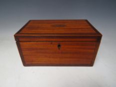 A GEORGIAN INLAID AND MARQUETRY TEA CADDY, twin compartments to the interior, W 25.5 cm