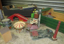 THREE BOXES OF ASSORTED MODEL RAILWAY BUILDINGS, to include industrial and fairground items etc