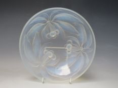 A SABINO FRENCH OPALESCENT GLASS BOWL INSCRIBED 