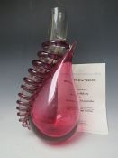 ALLISTER MALCOLM - A LARGE CONTEMPORARY ABSTRACT STUDIO GLASS VASE, with COA stating made on