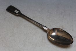 A HALLMARKED SILVER BASTING SPOON - LONDON 1838?, makers mark JW, approx weight 140g, L 30 cm