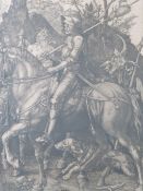 ALBRECHT DURER (1471-1528) The Knight, Death and the Devil, engraving, framed and glazed, 25.5 x