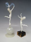 AN ART DECO GLASS LAMPWORK FIGURE DESIGNED BY ISTVAN KOMAROMY, modelled as a dancing nude female