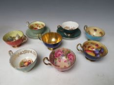A COLLECTION OF MAINLY AYNSLEY TEAWARE ETC., to include Orchard Gold and Cabbage Rose, one cup
