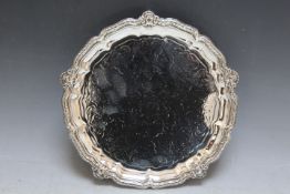 A HALLMARKED SILVER SALVER BY GARRARDS - LONDON 1843, with additional Garrards stamp, approx