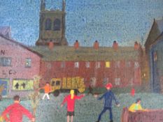 J.K. (XX). Town square with figures and dust cart, signed with initials and indistinctly dated lower