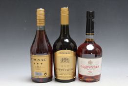3 BOTTLES OF COGNAC CONSISTING OF 1 BOTTLE OF COURVOISIER VS COGNAC, 1 bottle of Chastagne 3* Cognac