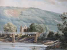 MICHAEL D, BARNFATHER (b.1934). 'Tintern Abbey', see verso, signed and dated 1983 lower left, oil on