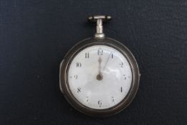 A HALLMARKED SILVER PAIR CASED VERGE POCKET WATCH BY WILLIAM WRIGHT OF LONDON, hallmarks