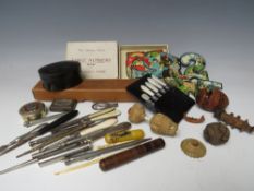 A COLLECTORS LOT - to include a 'Great Central Railway Hotel match strike, lacquer ware box,