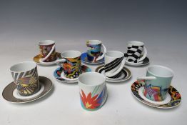 A COLLECTION OF EIGHT ROSENTHAL STUDIO- LINIE EXPRESSO CUPS AND SAUCERS, various patterns by a