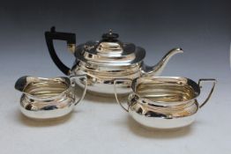 A HALLMARKED SILVER THREE PIECE TEA SERVICE BY COOPER BROTHERS & SONS LTD - SHEFFIELD 1915, approx