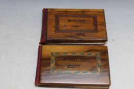 TWO OLIVE WOOD 'PRESSED FLOWERS OF THE HOLYLAND' BOOKS