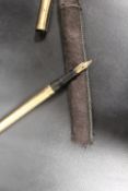 A HALLMARKED 9CT GOLD WATERMANS IDEAL FOUNTAIN PEN, bearing inscription 'This pen was used by H.M.