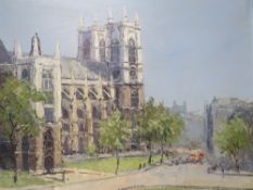 MARCUS (XX). A study of Westminster Abbey, signed lower right, oil on canvas, framed, 39 x 49 cm