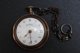 AN UNUSUAL PERSONALISED GEORGIAN PAIR CASED WATCH BY W STOOR OF ST JAMES STREET LONDON - INSTEAD