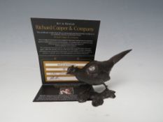 A MICHAEL SIMPSON LIMITED EDITION BRONZE FIGURE OF A PHEASANT, number 71 of 150, approx w 13 cm