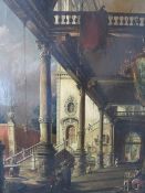 (XIX). Continental school, study of figures in the courtyard and colonnade of a stately home,