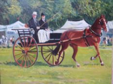 JOHN ASH (1926-1999). Showground scene with figures in pony and trap, signed lower right, oil on