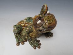 A BURSLEM POTTERY CONTEMPORARY STONEWARE GROTESQUE TOAD, designed by Andrew Hull, No 5/65, with
