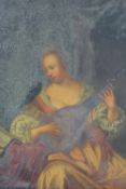 AFTER FRANS VAN MIERIS THE ELDER (18TH CENTURY). A young lady playing the lute, oil on copper,