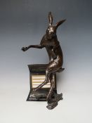 A MICHAEL SIMPSON LIMITED EDITION BRONZE FIGURE OF A HARE 'MORNING MIST', number 39 of 75, approx
