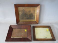 THREE SMALL 19TH CENTURY ROSEWOOD PICTURE FRAMES, average frame W 4 cm, average rebates 21 x 20 cm