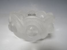 A LALIQUE 'GAO' DESIGN GLASS BOWL, signed 'Lalique France' to the base, approximate Dia.11 cm