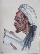 AFSARY (XX). Study of a bearded Eastern gentleman reading a paper, signed lower left, oil on canvas,