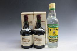 2 BOTTLES OF BOXED 1981 CAVALIER ANTIGUA RUM, together with 2 litre bottlings of Wray & Nephew white
