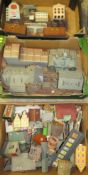 THREE BOXES OF ASSORTED MODEL RAILWAY BUILDINGS IN VARIOUS SCALE SIZES
