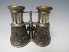 A PAIR OF HALLMARKED SILVER FIELD GLASSES, the lenses marked 'Le Jockey Club Paris', hallmarked