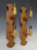 A PAIR OF TAXIDERMY DEER COAT HOOKS, H 48 cm (2)