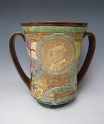 A ROYAL DOULTON LARGE COMMEMORATIVE CORONATION LOVING CUP, celebrating George VI & Elizabeth, No