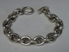 GEORG JENSEN. A George Jensen heavy link t-bar bracelet, overall L 21 cm, stamped Georg Jensen, 925S